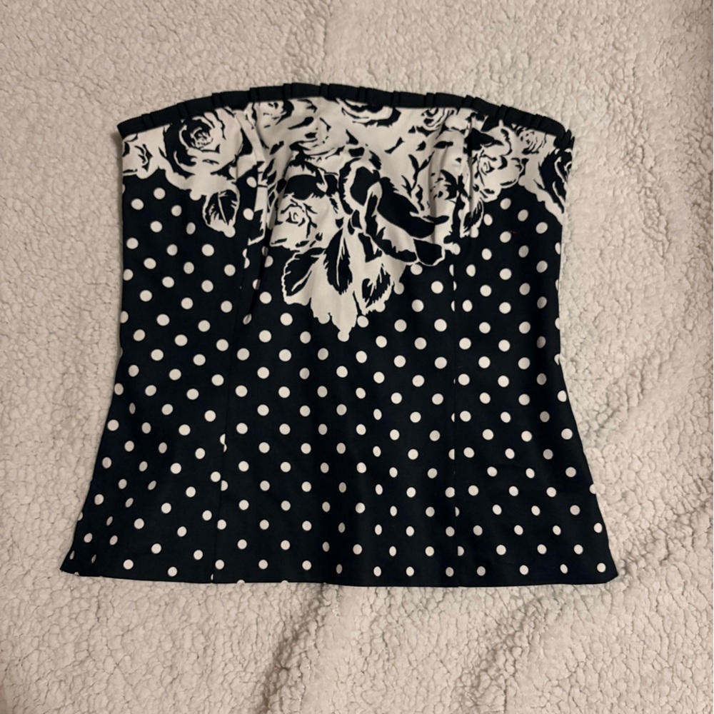 White House Black Market Floral Polka Dot Bustier